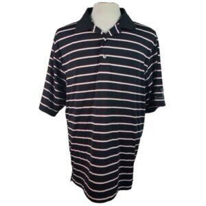 FootJoy Large Black Stripe Mens Golf Shirt Short Sleeve Polo Polyester Blend